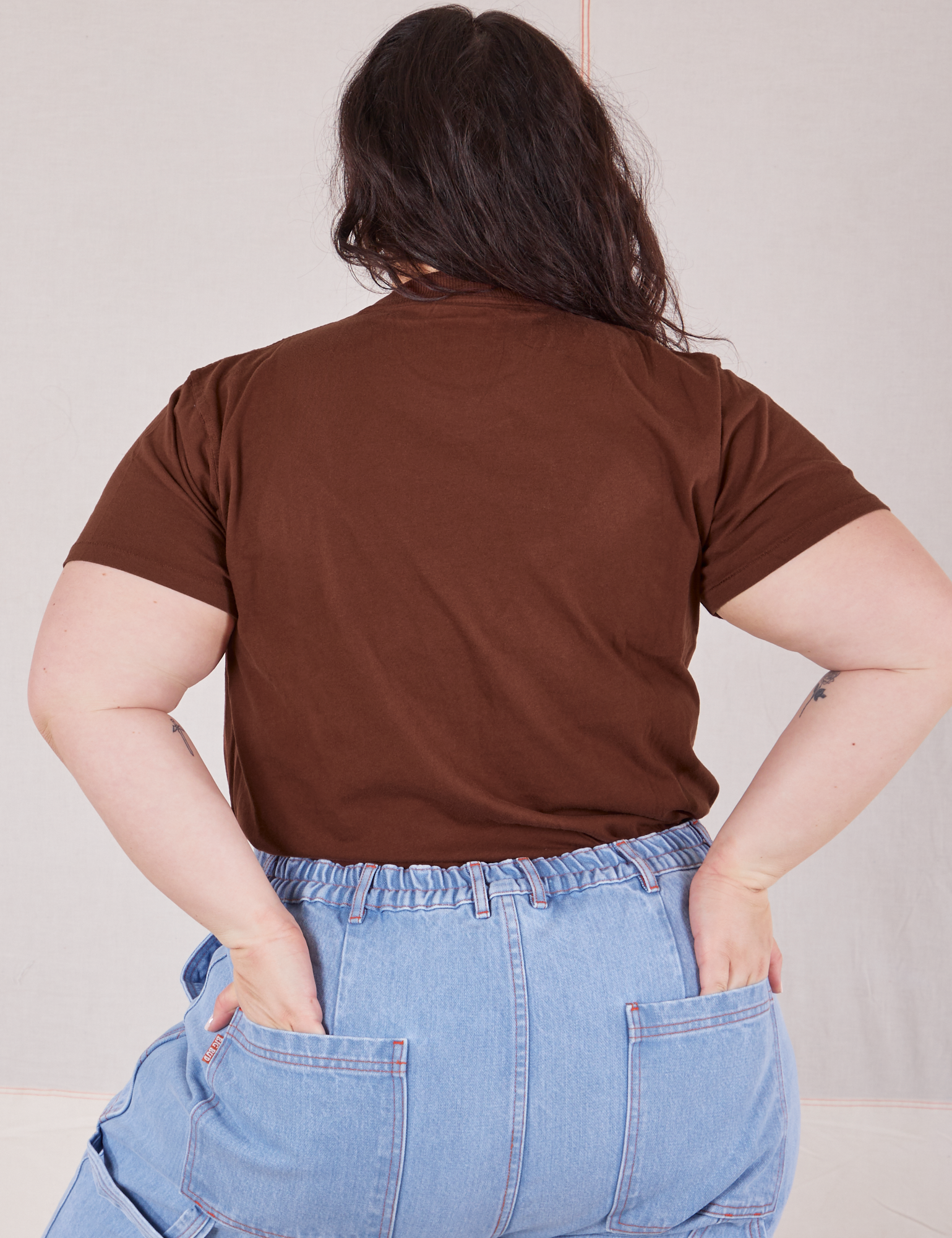 Organic Vintage Tee in Fudgesicle Brown back view on Ashley