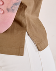 Pantry Button-Up in Desert Brown side vent close up