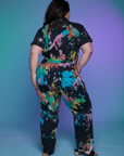Short Sleeve Jumpsuit in Rainbow Magic Waters back view on Ashley