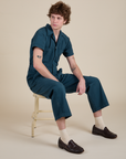 Short Sleeve Jumpsuit in Lagoon worn by Quinn