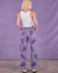 Back view of Paintstamped Work Pants in Grape and Cropped Tank in Vintage Tee Off-White on Madeline