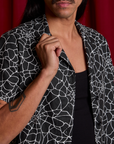 Spider Webs Pantry Button-Up front close up on Anthony