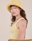 Wide Brim Denim Bucket Hat in Butter Yellow on Alex
