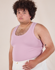 Tank Top in Lilac angled view on Miguel