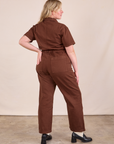 Short Sleeve Jumpsuit in Fudgesicle Brown back view on Lish