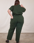 Short Sleeve Jumpsuit in Swamp Green back view on Marielena