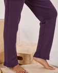 Rolled Cuff Sweat Pants in Nebula Purple pant leg side view close up on Kandia