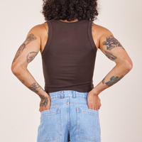 Back view of Cropped Tank Top in Espresso Brown worn by Jesse