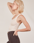 Side view of Tank Top in Vintage Tee Off-White on Madeline