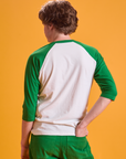 Taxi Raglan Tee in Chicago back view on Quinn