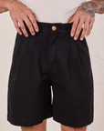 Front close up of Trouser Shorts in Basic Black on Jesse
