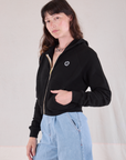 Cropped Zip Hoodie - Basic Black