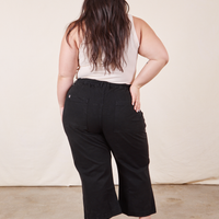 Western Pants in Basic Black back view on Ashley wearing vintage off-white Tank Top