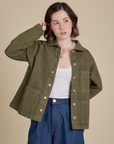 Denim Work Jacket in Surplus Green worn by Hana