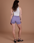 Classic Work Shorts in Faded Grape back view on Alex