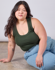Cropped Tank Top in Swamp Green worn by Ashley