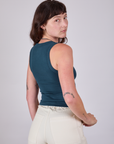 Tank Top in Lagoon angled back view on Alex