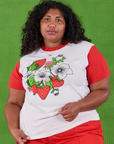 Anniversary Tee in Strawbaby worn by Morgan