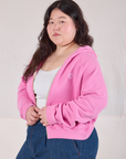 Cropped Zip Hoodie - Bubblegum Pink