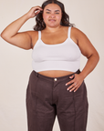 Alicia is 5'9" and wearing XL Cropped Cami in Vintage Off-White worn with espresso brown Western Pants