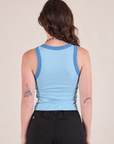 Colorblock Cropped Tank in Baby Blue back view on Alex
