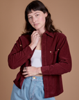 Cropped Corduroy Overshirt - Red Wine