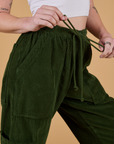 Corduroy Drop Pocket Cargo Pants - Evergreen