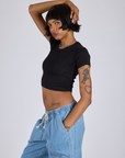 Cropped Baby Tee - Basic Black