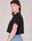 Cropped Burly Tee in Basic Black side view on Alex