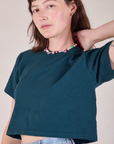 Cropped Burly Tee in Lagoon on Alex