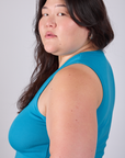 Cropped Tank Top in Hawaiian Blue side close up on Ashley