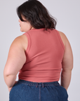 Cropped Tank Top in Raspberry Sorbet back view on Ashley