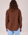 Flannel Overshirt in Fudgesicle Brown back view on Alex