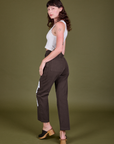 Guy Colwell Work Pants in Woman & Man angled back view on Alex