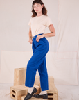 Side view of Heritage Trousers in Royal Blue on Alex