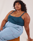 Morgan is wearing Cropped Cami in Lagoon