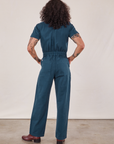 Short Sleeve Jumpsuit in Lagoon back view on Jesse