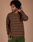 Long Sleeve Striped Burly Tee in Fudgesicle worn by Jerrod