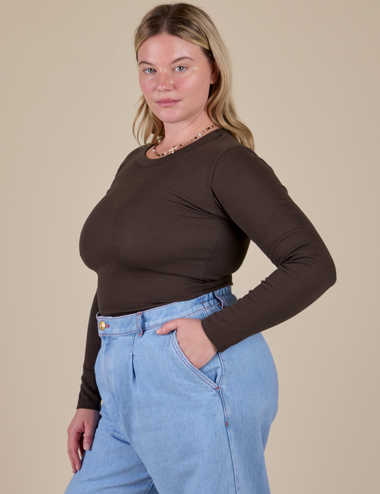 Long Sleeve Baby Tee - Espresso Brown