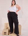 Marielena is 5'8" and wearing 2XL Easy Western Pants in Basic Black