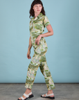 Ocean and Sky Jumpsuit side view on Alex