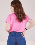 Organic Vintage Tee in Bubblegum Pink back view on Hana
