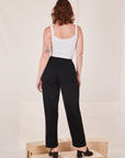 Back view of Organic Trousers in Basic Black worn by Alex
