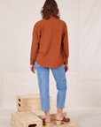 Back view of Oversize Overshirt in Burnt Terracotta worn by Alex