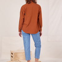 Back view of Oversize Overshirt in Burnt Terracotta worn by Alex