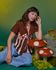 Paintstamped Pantry Button-Up in Mushroom worn by Alex