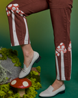Paintstamped Work Pants in Mushroom pant leg close up on Alex