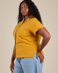 Pantry Button-Up in Mustard Yellow side view on Meghna