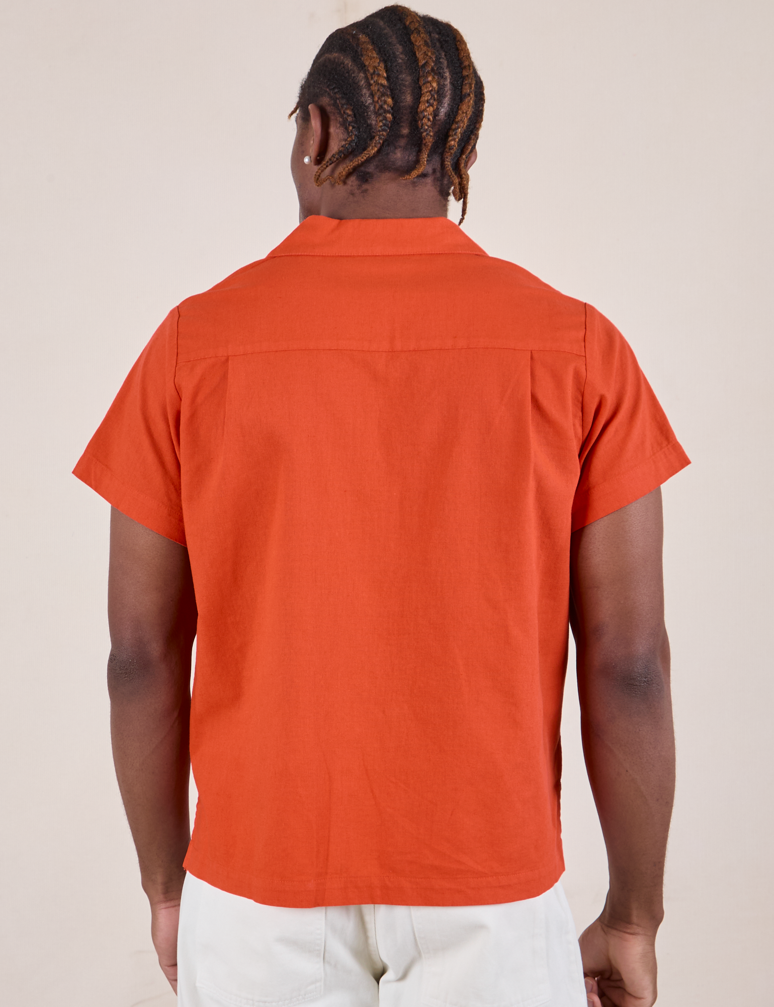Pantry Button-Up in Chili Red  back view on Isaac