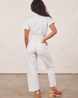 Back view of Petite Short Sleeve Jumpsuit in Vintage Tee Off-White on Blair
